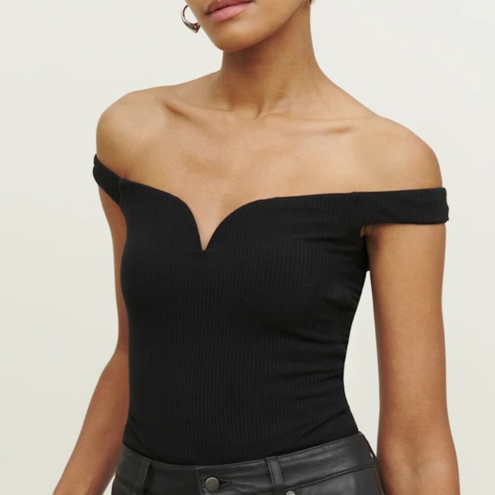 Reformation Andria Knit Top Black - Size S